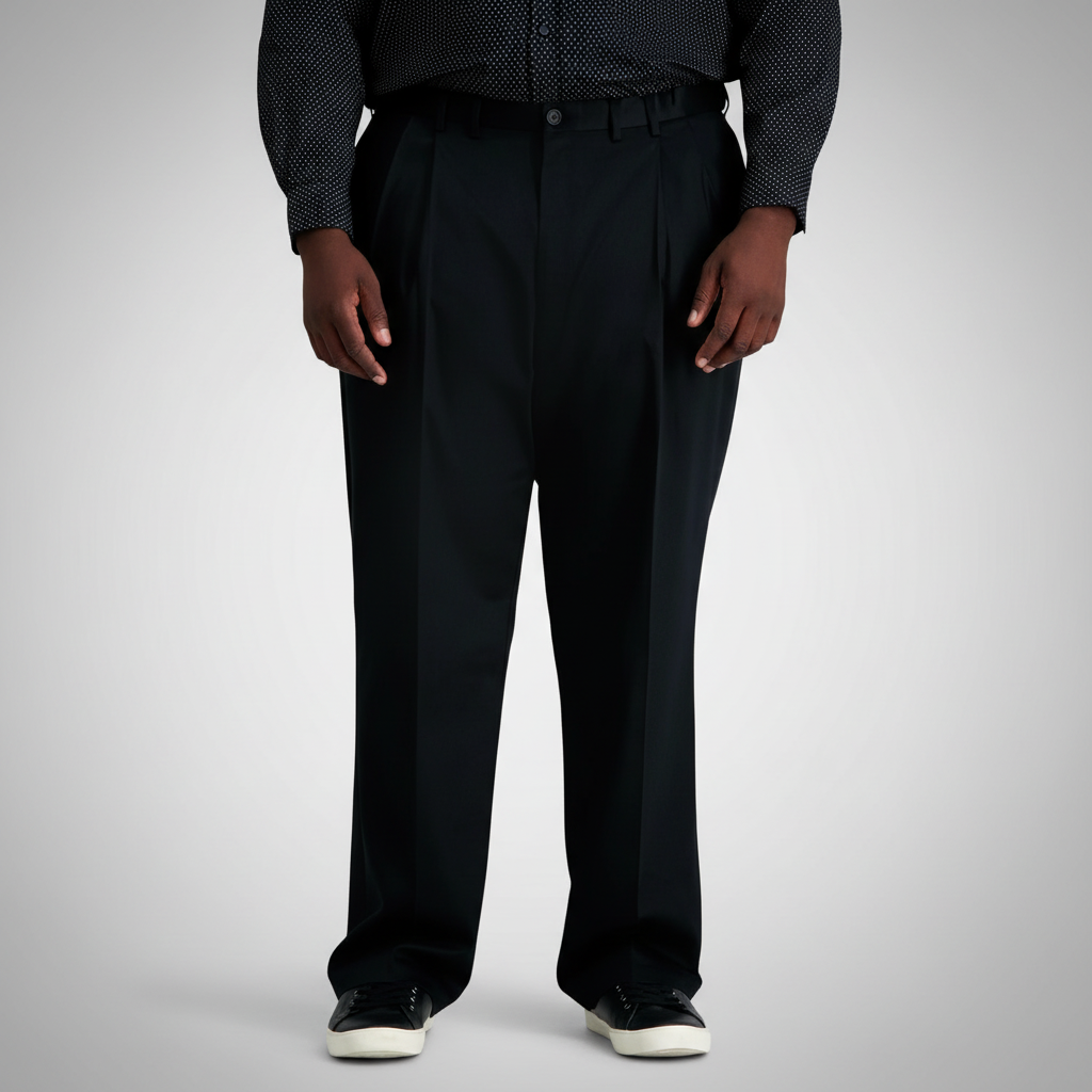 Classic Fit Pleated Pants With No Iron Finish And Clean Look For Men