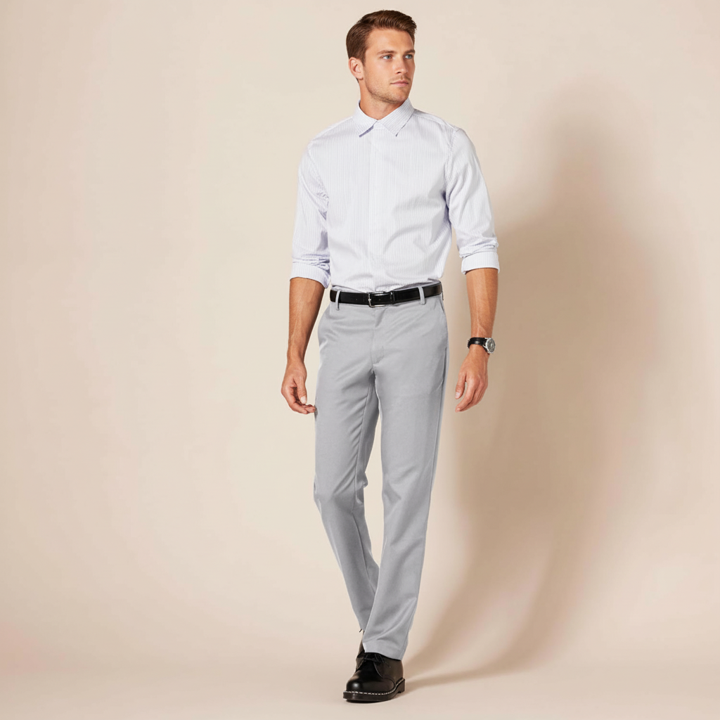 Slim Fit Flat Front Dress Pants for Men