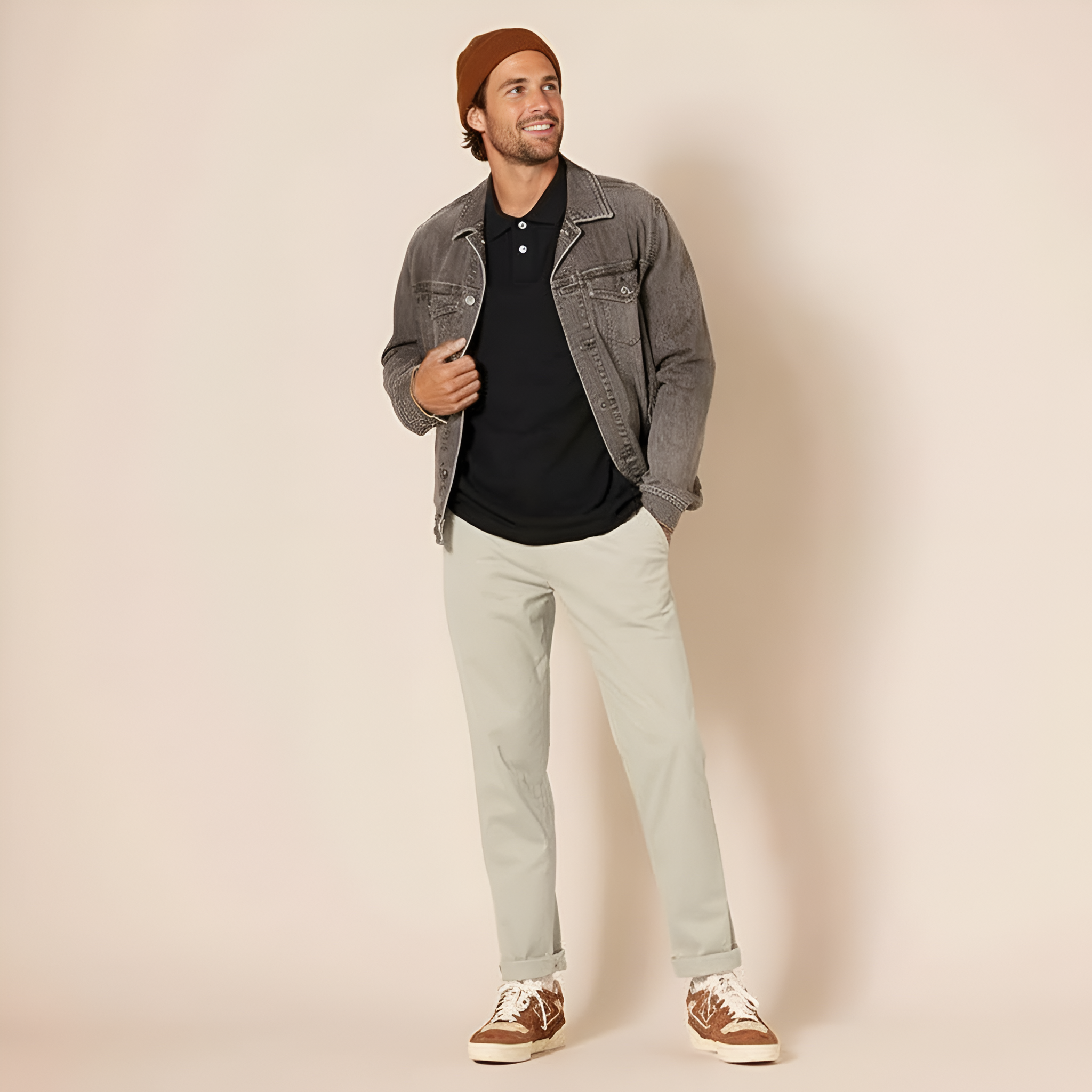 Athletic Fit Chino Twill Pants For Men