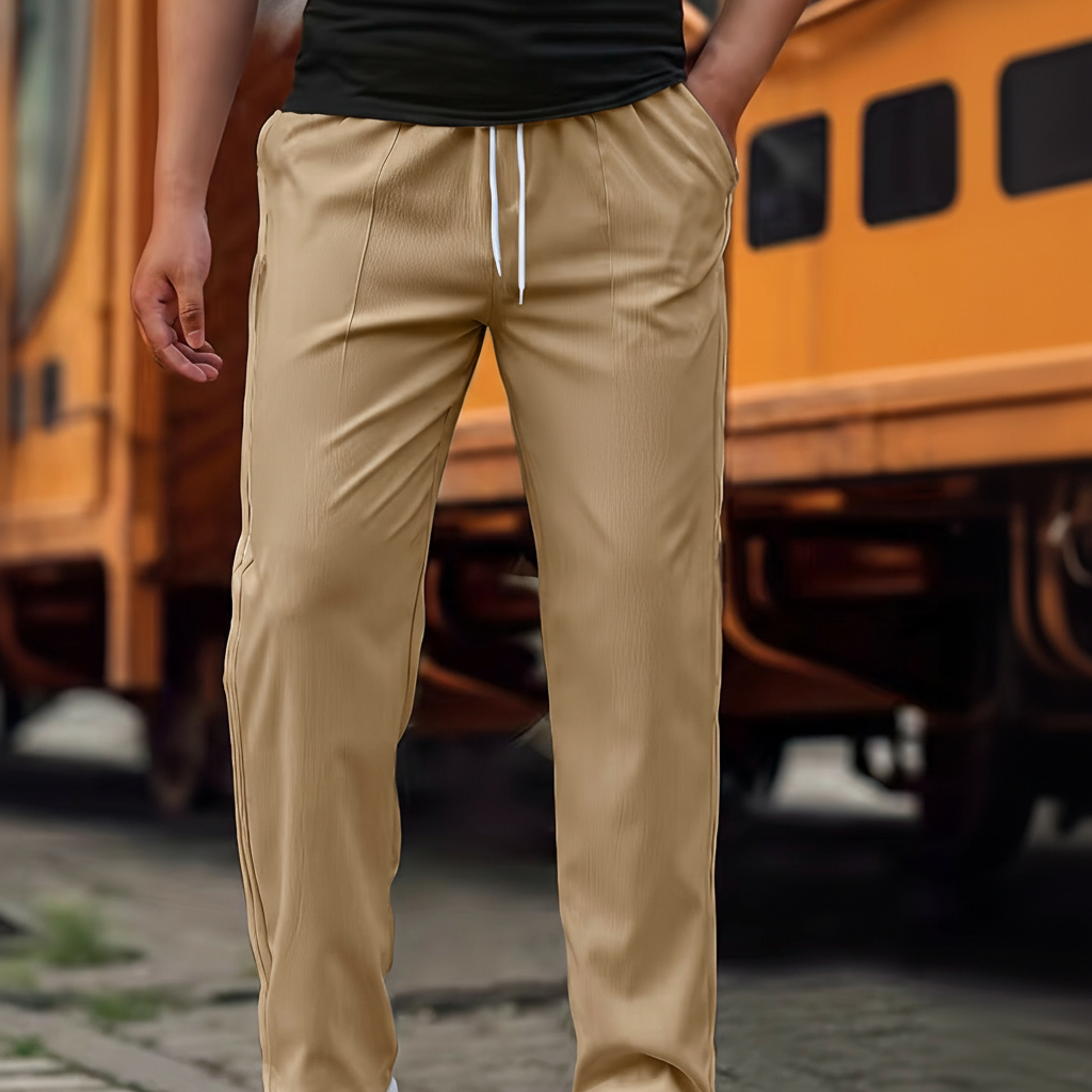 Casual Straight Cut Pants With Slight Stretch For Daily Wear