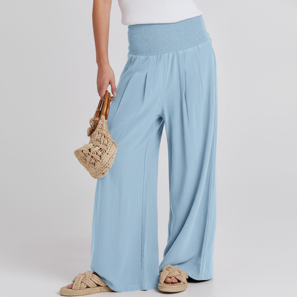 Linen Summer Wide Fit High Rise Casual Lounge Pant For Women