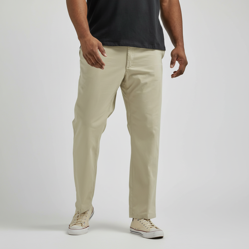 Straight Fit Casual Pants With Flex Comfort And Flat Front Style For Men