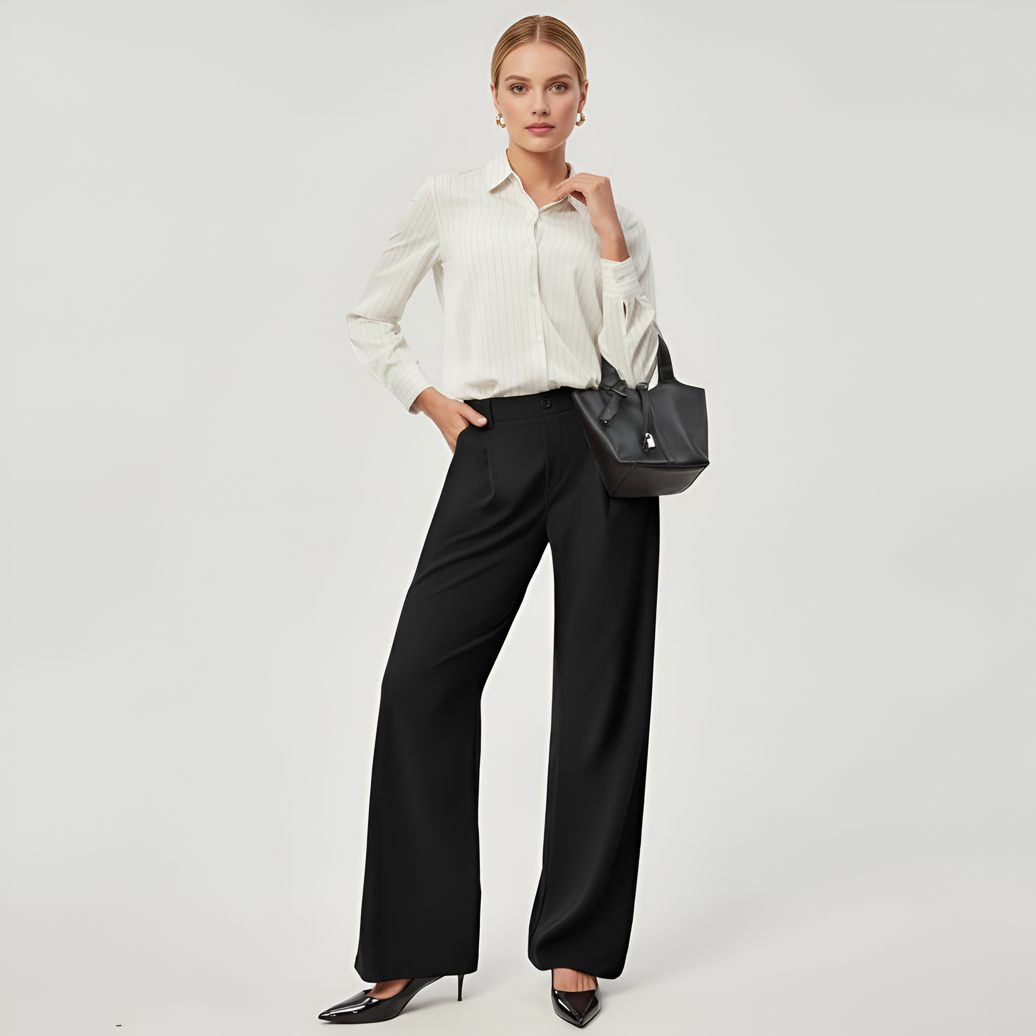 Casual And Comfortable Wide Fit Stretchy Work Pants For Women 