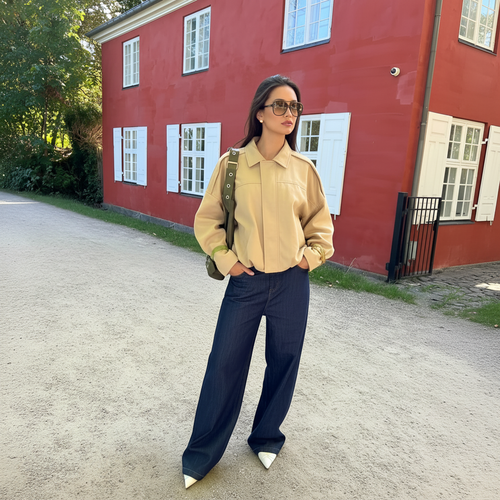 Casual Denim Baggy Pants With Stretch Fit