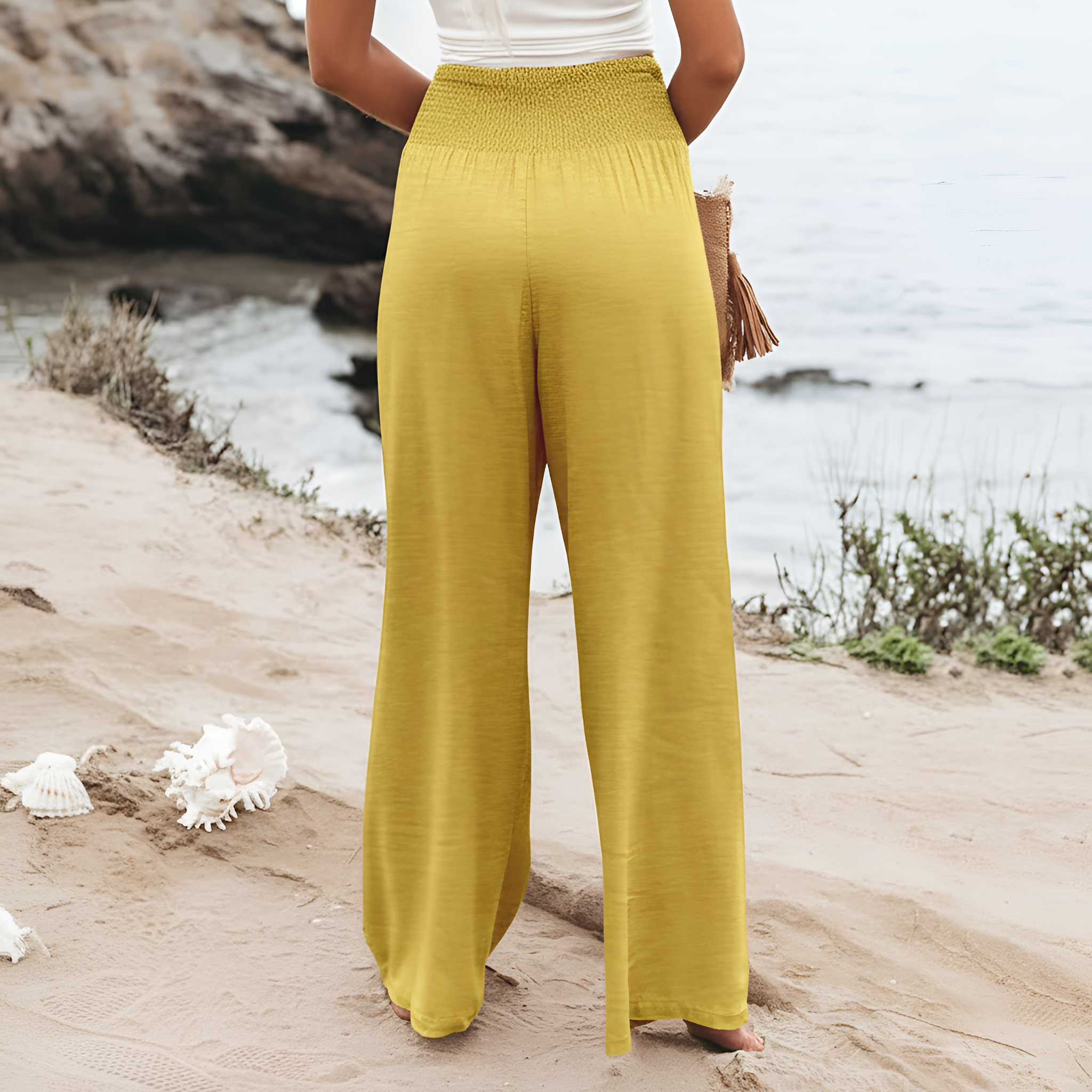Casual High Rise Palazzo With Pocket For Women