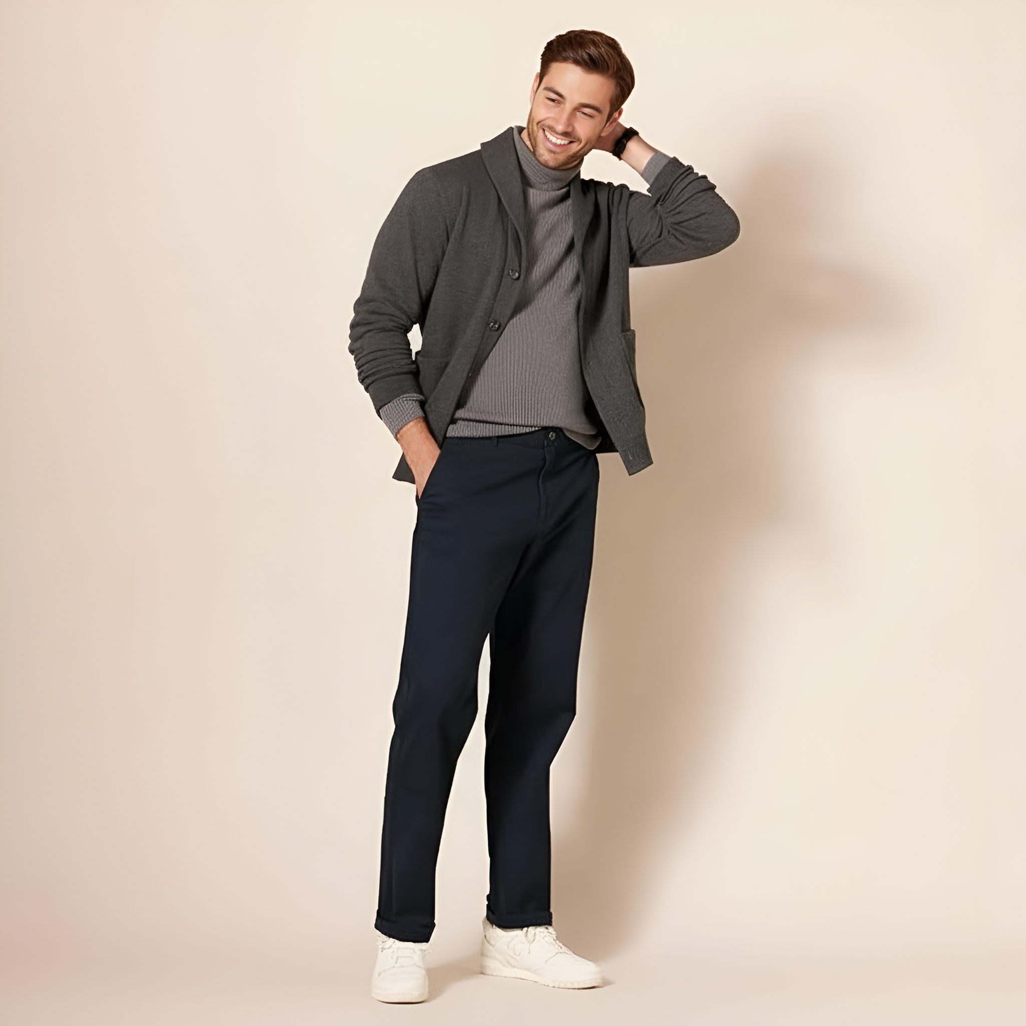 Athletic Fit Chino Twill Pants For Men