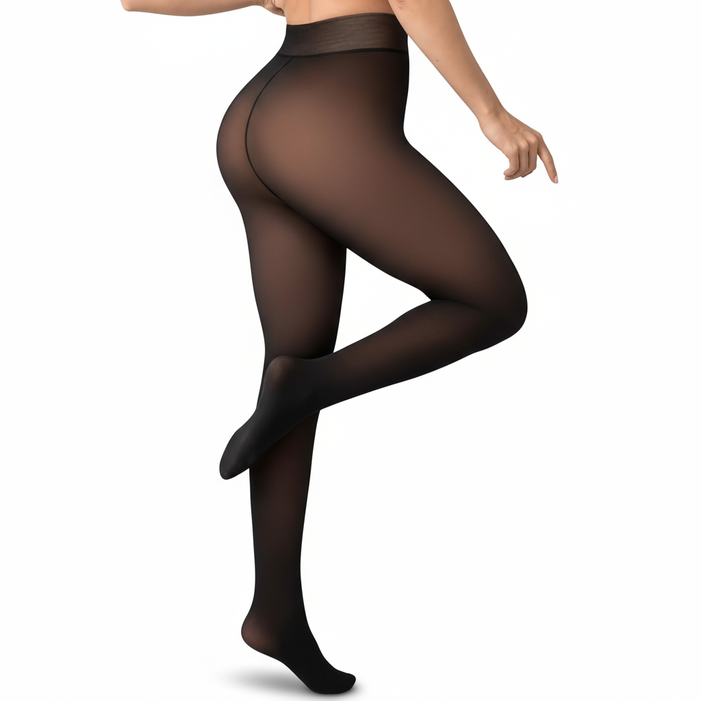 Women Fleece Lined Tights Ultra Warm Fake Sheer Look Pantyhose Thick Leggings