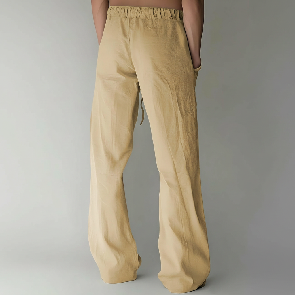 Summer Beach Drawstring Linen Pants for MenSummer Casual Loose Fit Beach Pants With Elastic Drawstring For Men - Image 26