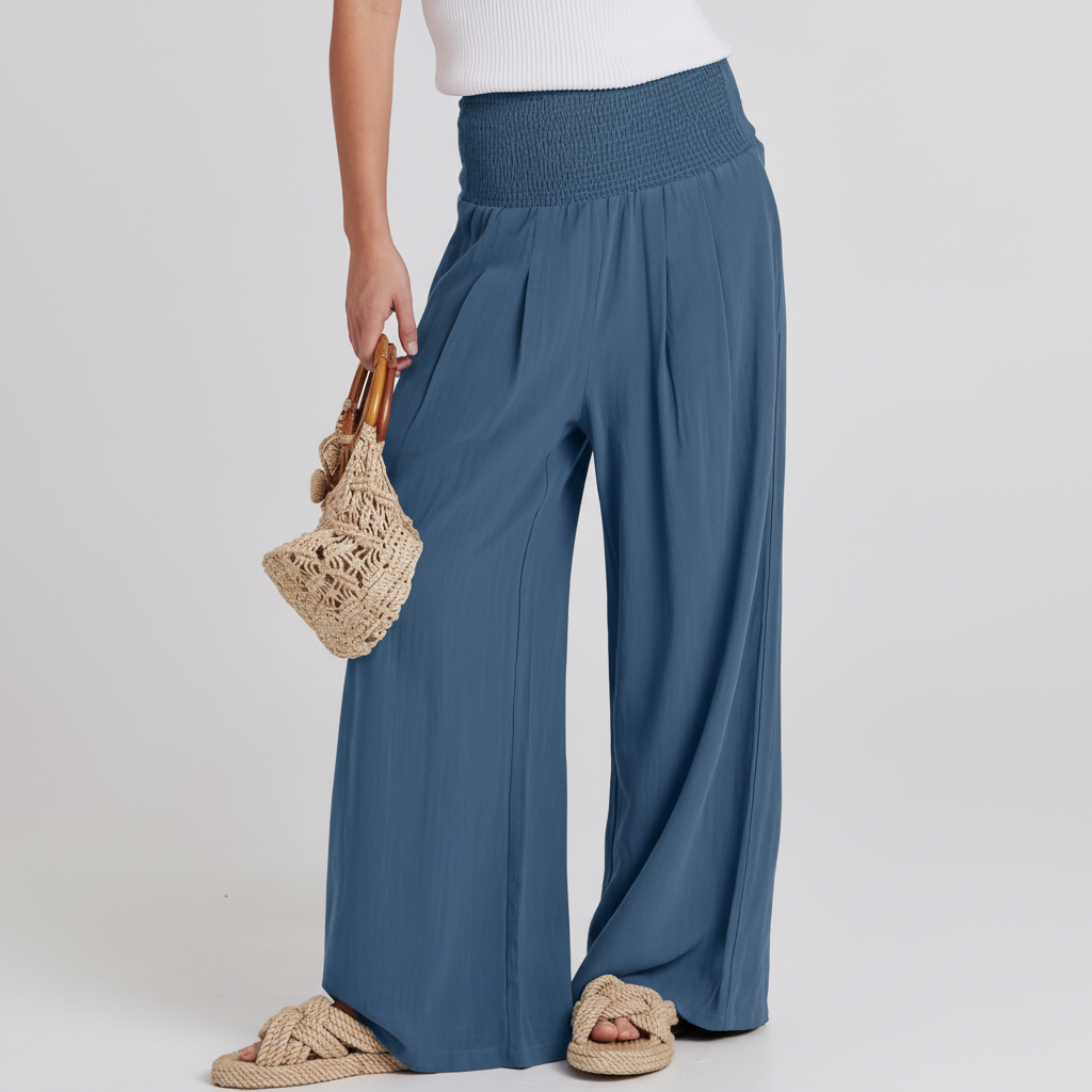 Linen Summer Wide Fit High Rise Casual Lounge Pant For Women