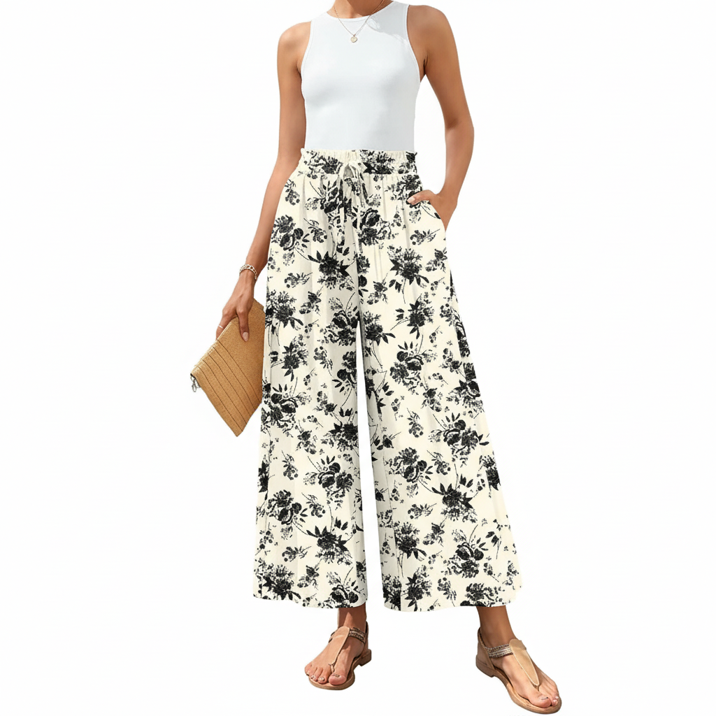 Wide Vertical Casual Palazzo Pants For WomenCasual Style Wide Fit Palazzo Pants With Pockets - Image 5
