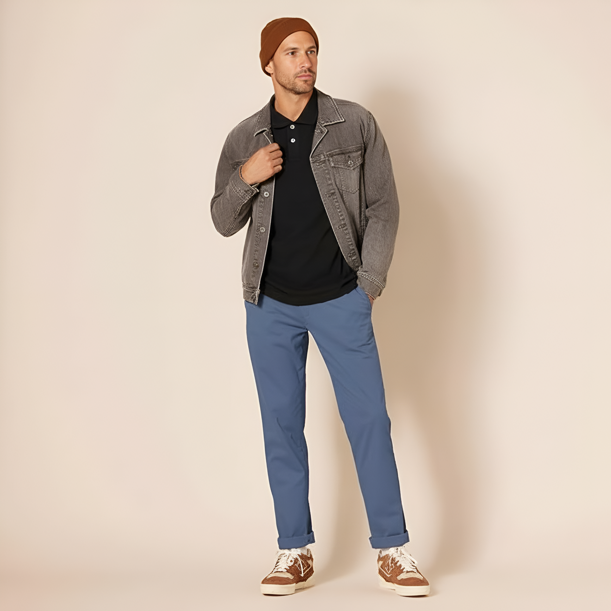 Athletic Fit Chino Twill Pants For Men