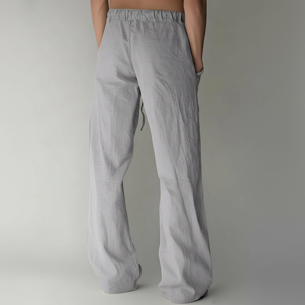 Summer Beach Drawstring Linen Pants for MenSummer Casual Loose Fit Beach Pants With Elastic Drawstring For Men - Image 17