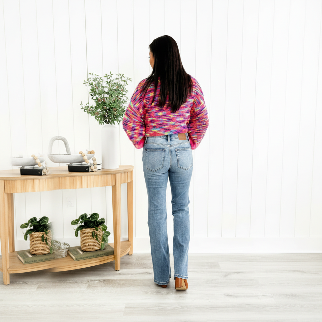 Mid Rise Vintage Button Fly Bootcut Jeans