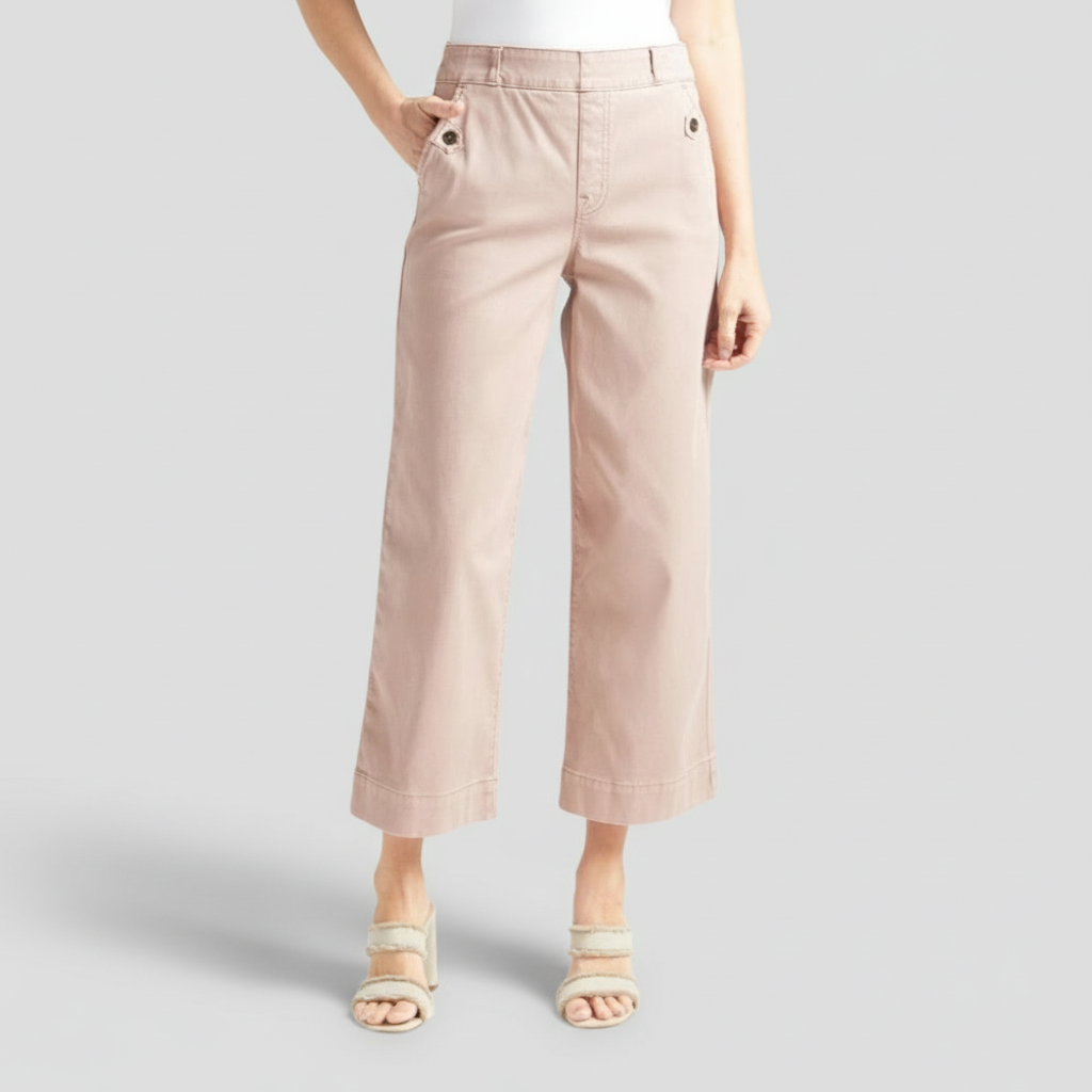 Casual High Rise Cropped Wide Pants For Women