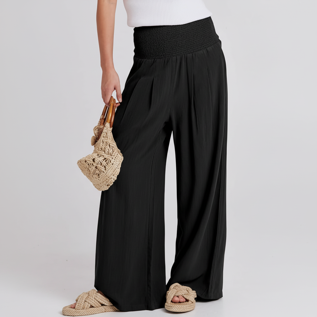 Linen Summer Wide Fit High Rise Casual Lounge Pant For Women