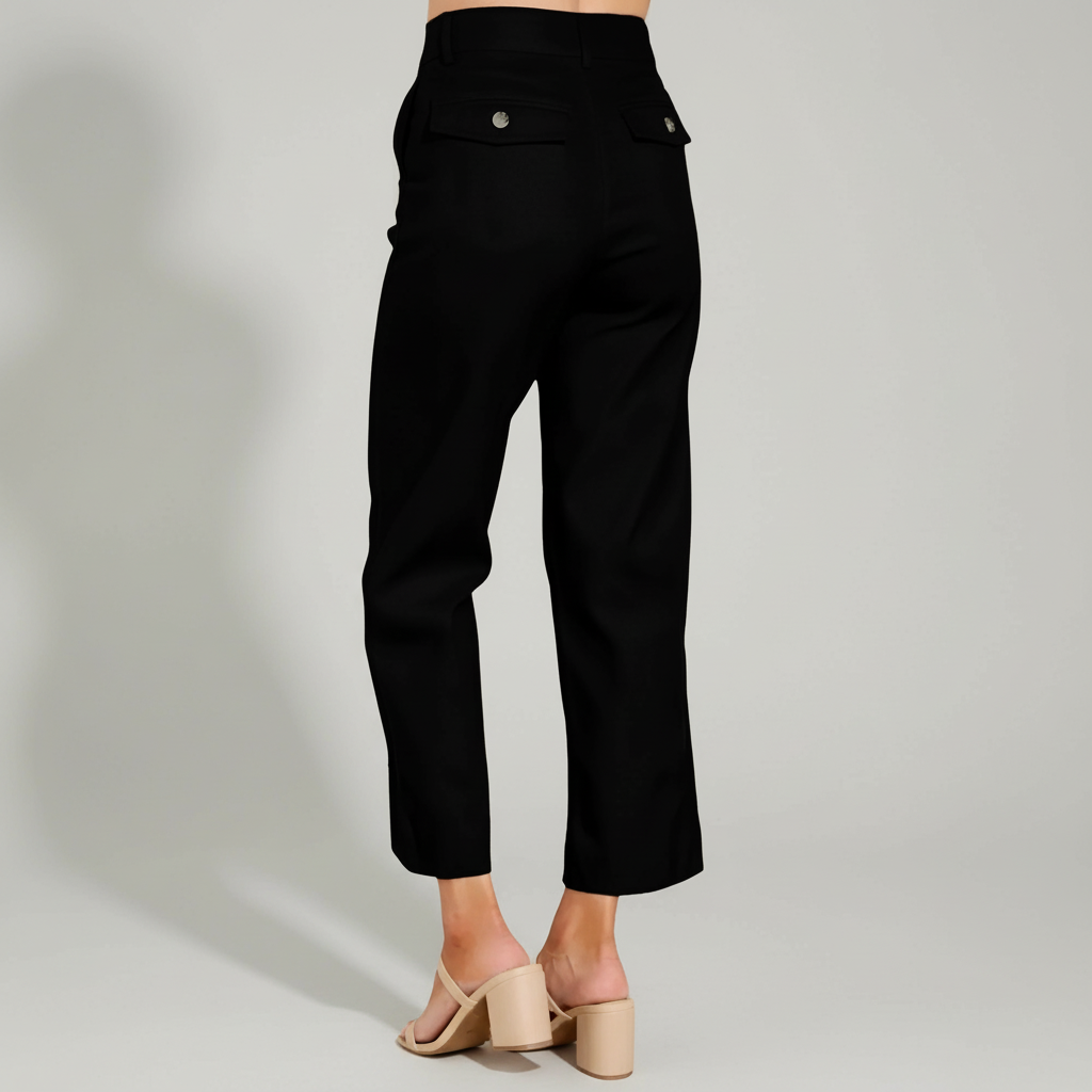 Casual High Rise Cropped Wide Pants For Women