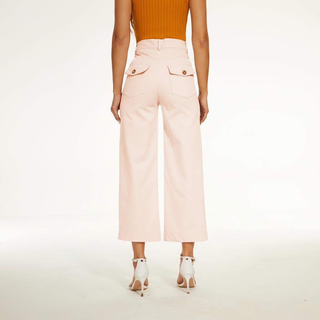 Stretch Twill Cropped Wide Leg Pant