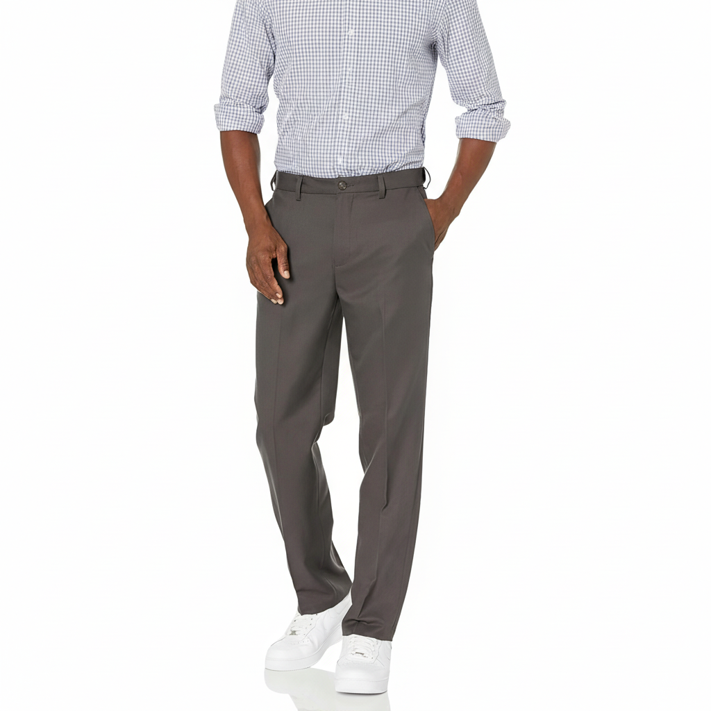 Classic Fit Flat Front Dress Pants for Men