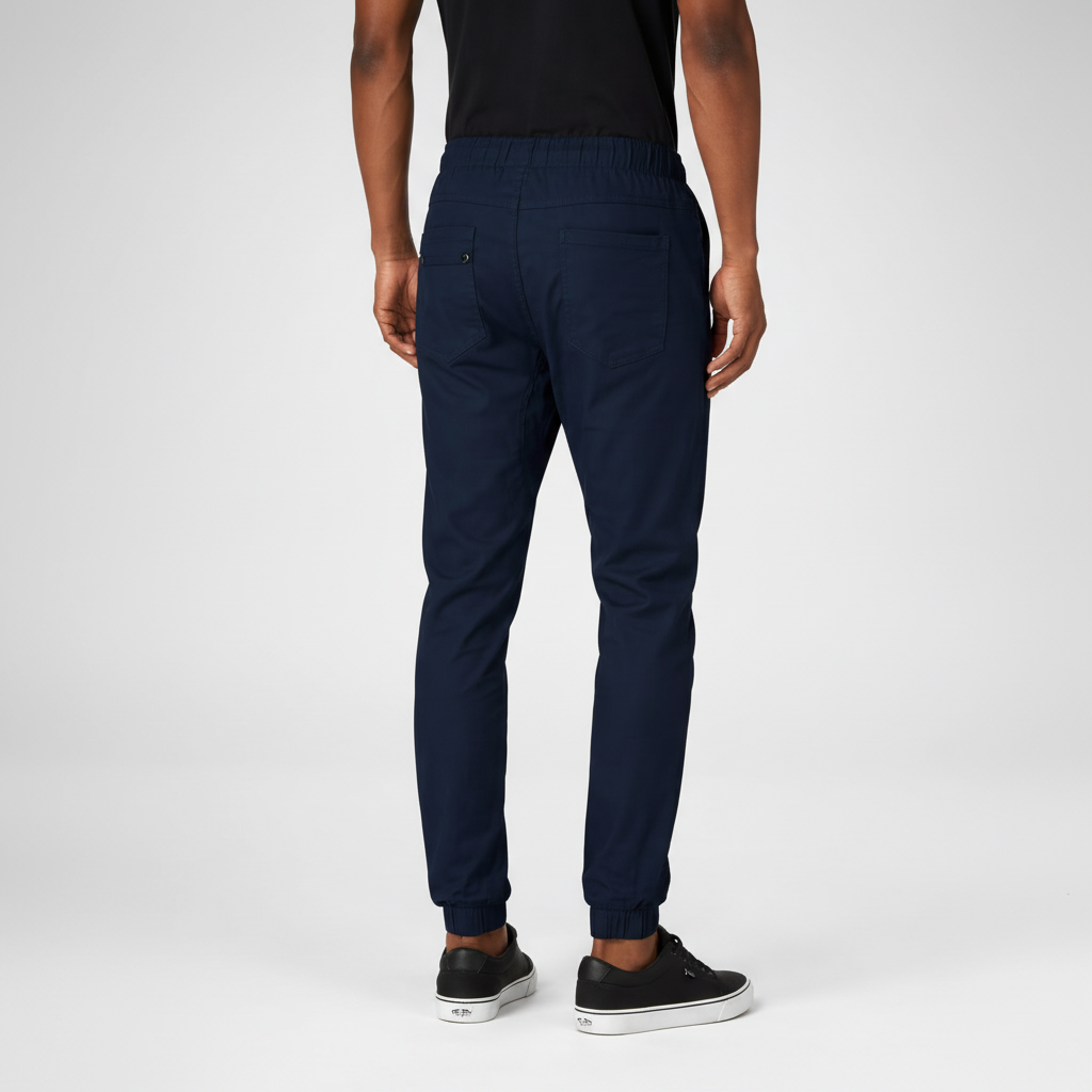 Twill Jogger Pants With Stretch Comfort And Ribbed Hem For Men