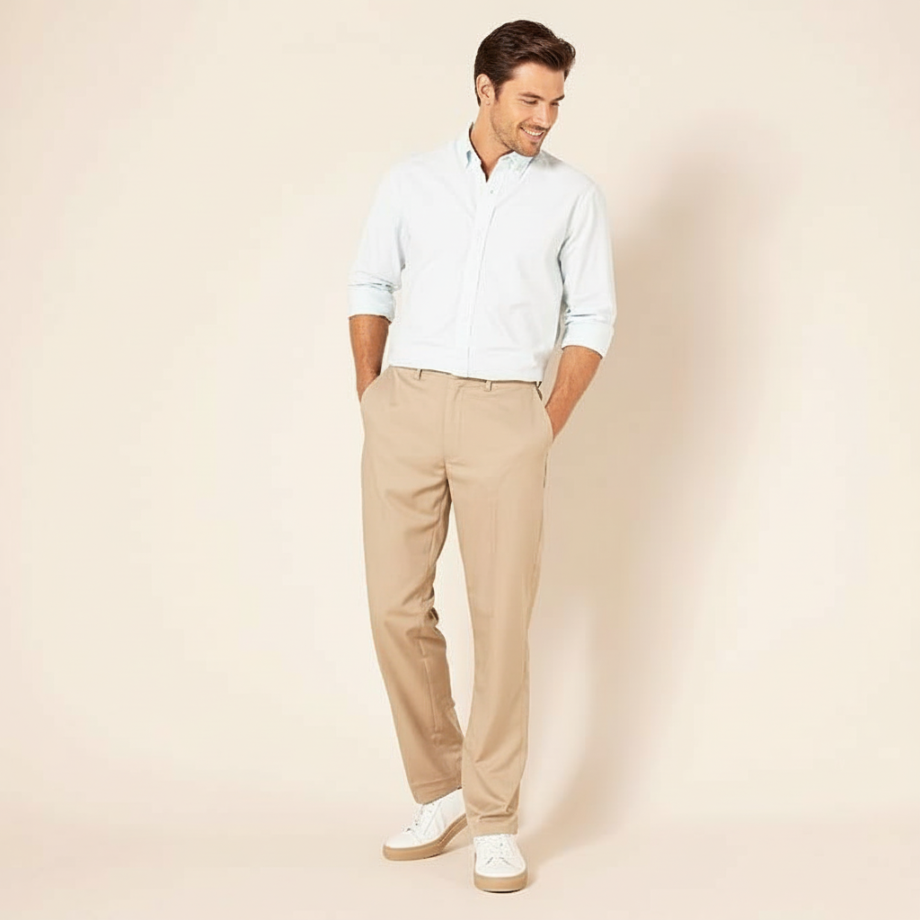 Classic Fit Flat Front Dress Pants for Men