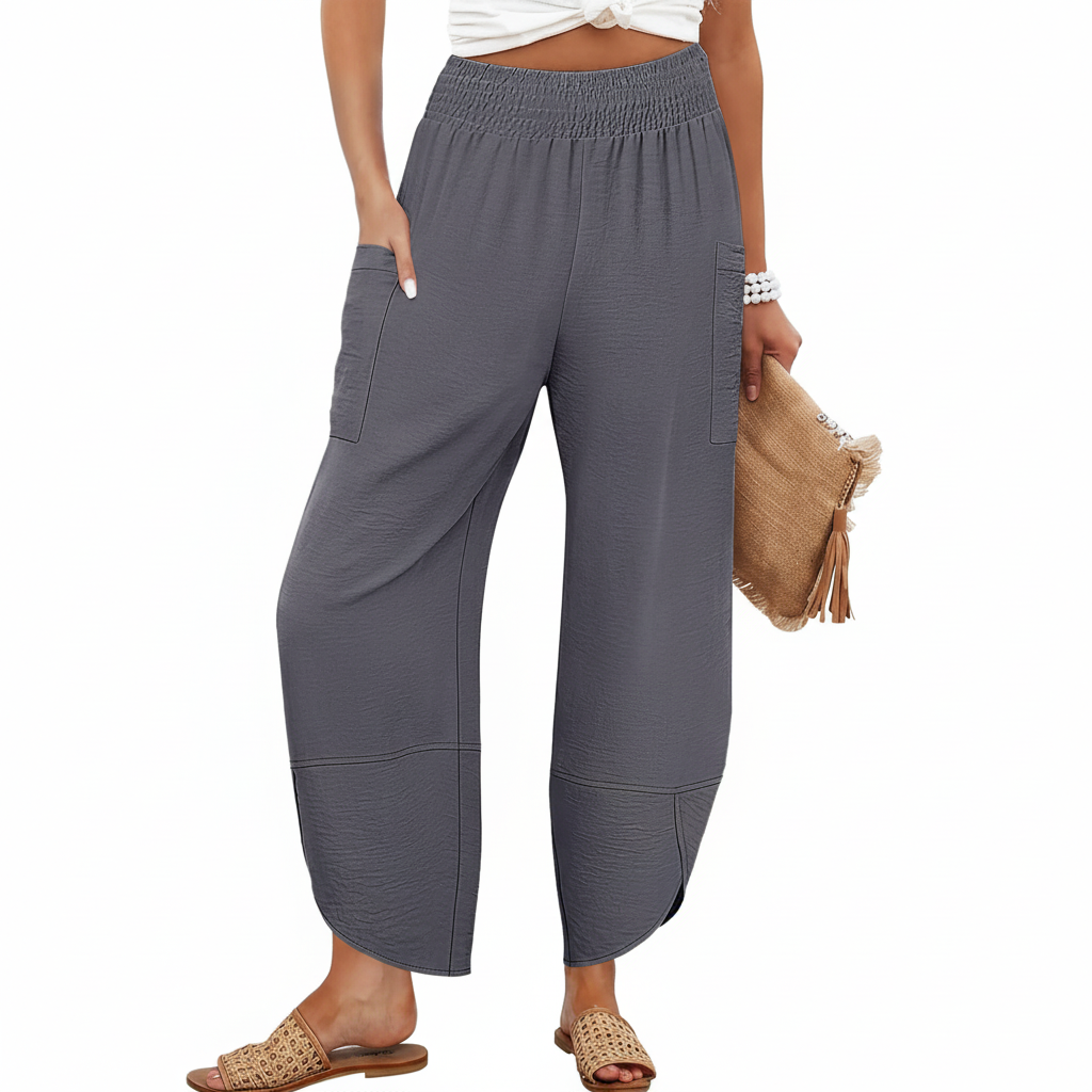 High Rise Capri Loose Fit Pants With Palazzo StyleHigh Waisted Cropped Palazzo Trousers - Image 11