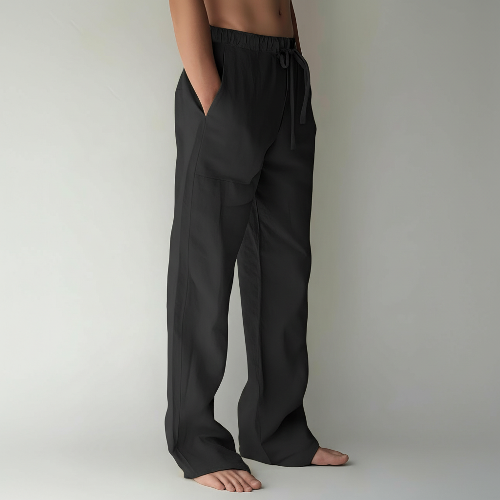 Summer Beach Drawstring Linen Pants for MenSummer Casual Loose Fit Beach Pants With Elastic Drawstring For Men - Image 46