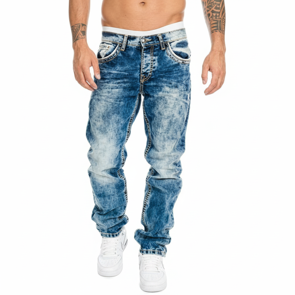 Lightweight Stretch Quality Straight Cut Denim Jeans For Men