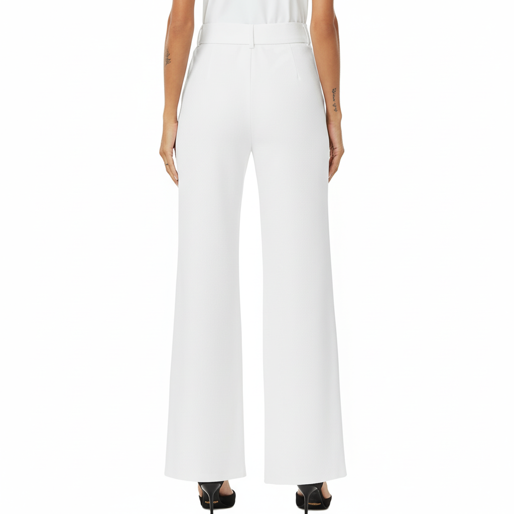 [Copy]High Rise Straight Pants With Button Detail And Pocket For WomenHigh Rise Wide Straight Fit Casual Trousers With Pockets For Women - Image 7