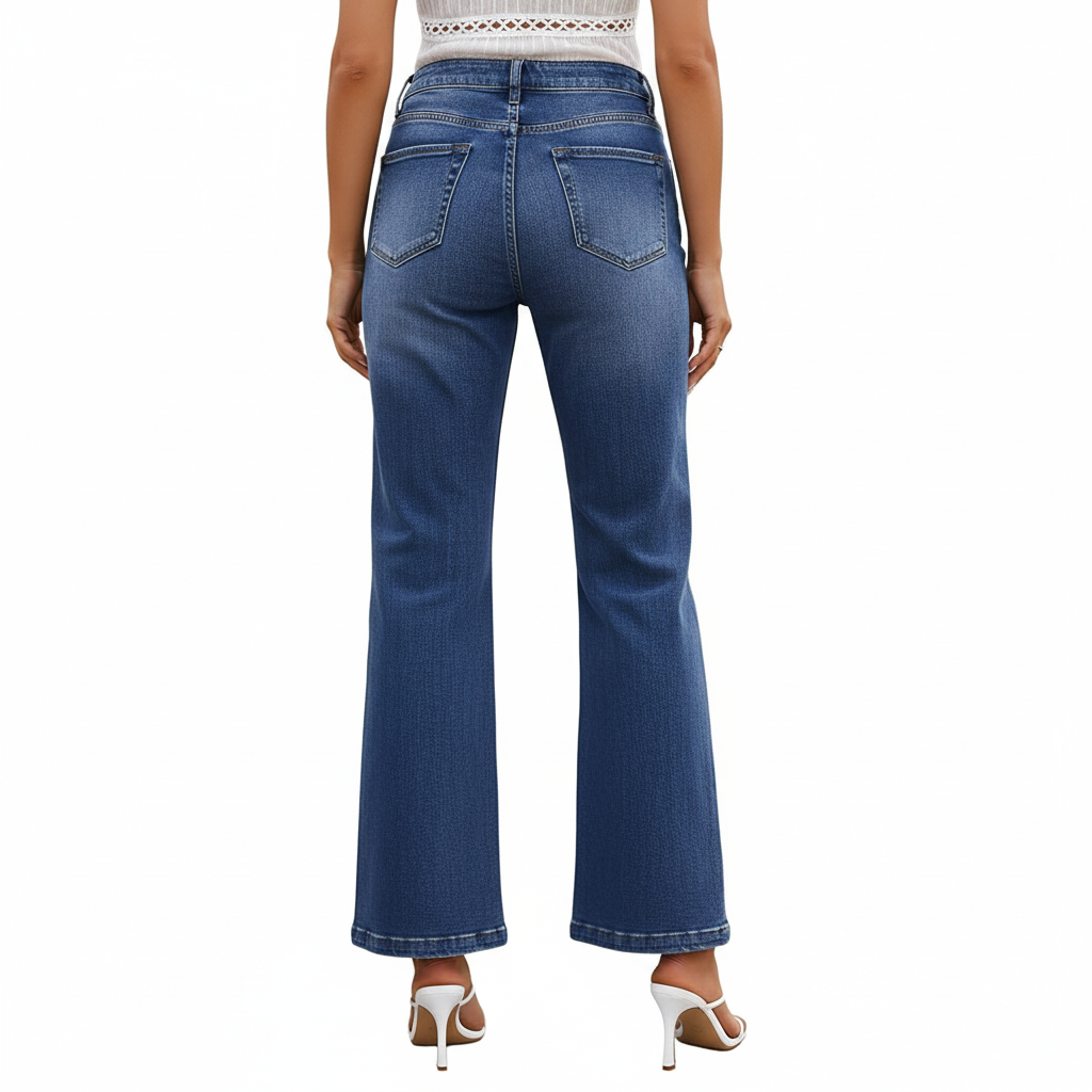 High Rise Wide Jeans With Front Seam For Women