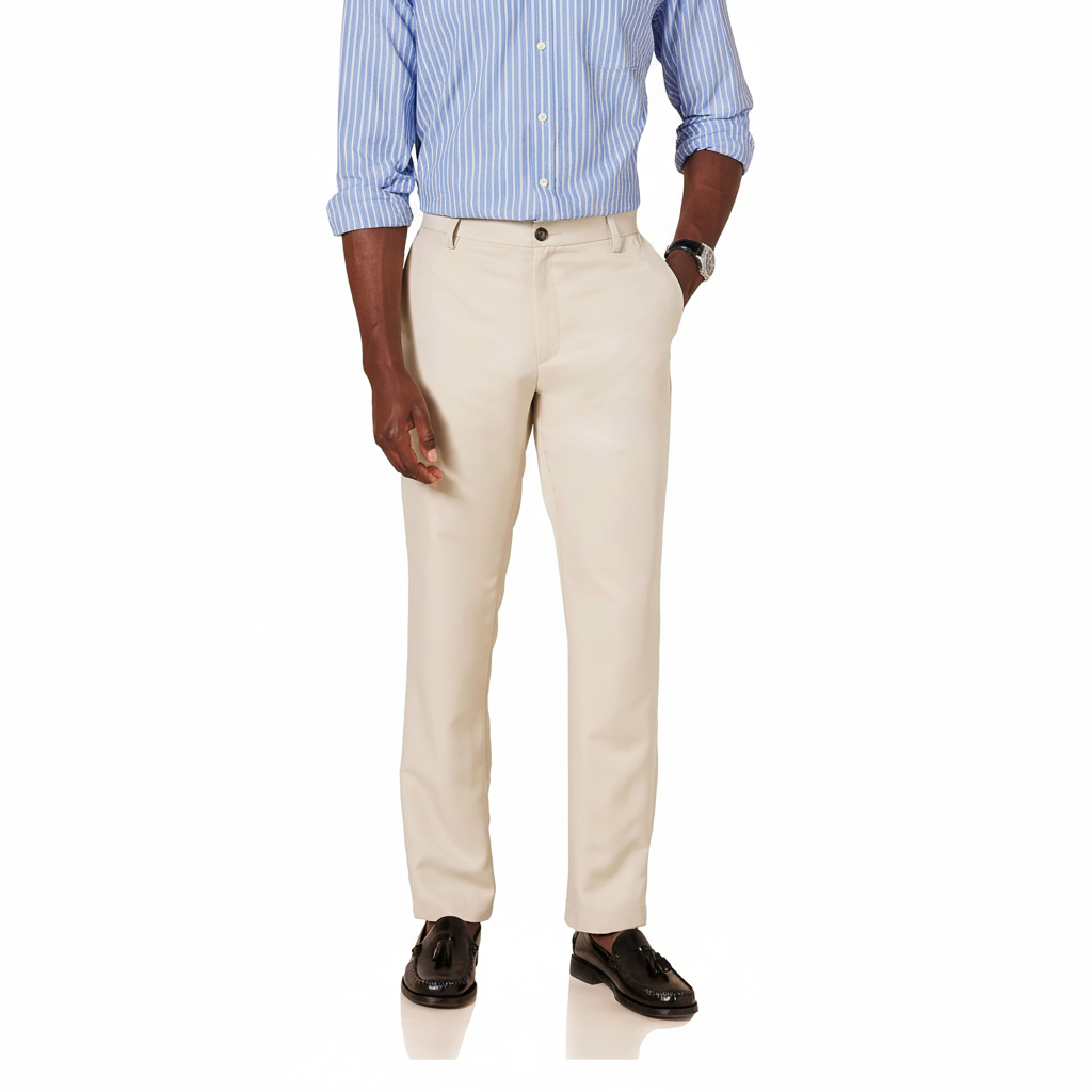 Slim Fit Flat Front Dress Pants for Men
