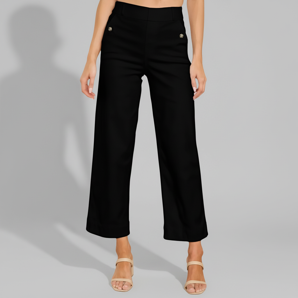 Casual High Rise Cropped Wide Pants For Women