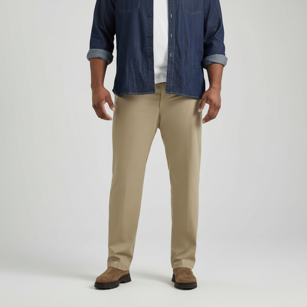 Straight Fit Casual Pants With Flex Comfort And Flat Front Style For Men