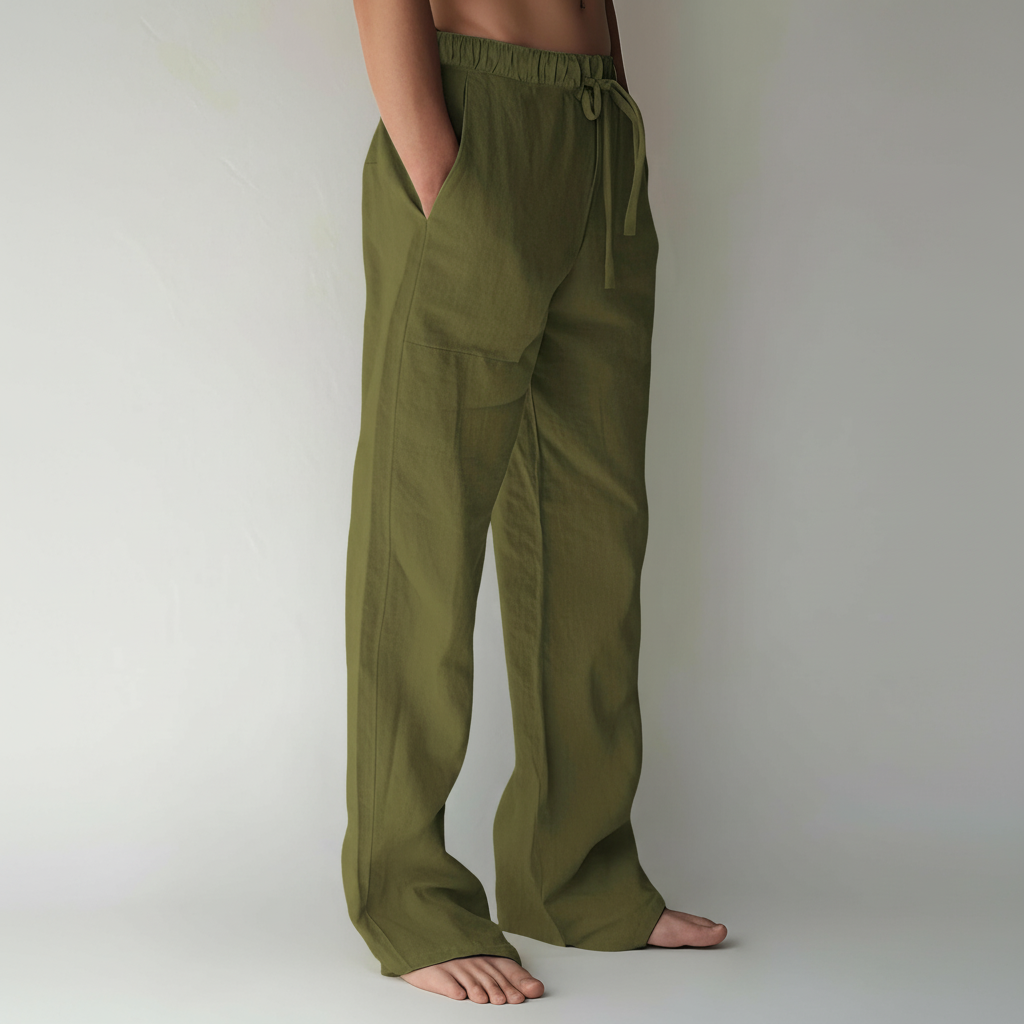 Summer Beach Drawstring Linen Pants for MenSummer Casual Loose Fit Beach Pants With Elastic Drawstring For Men - Image 37