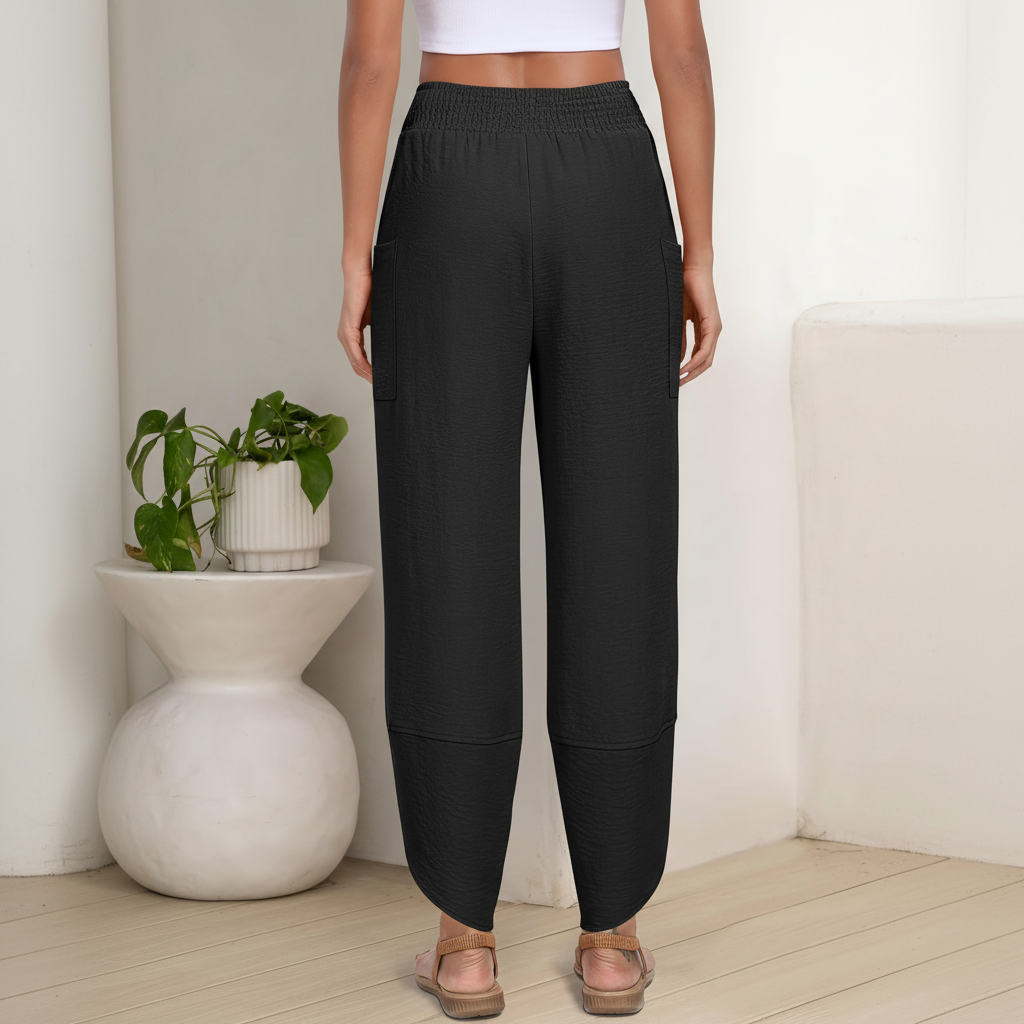 High Rise Capri Loose Fit Pants With Palazzo StyleHigh Waisted Cropped Palazzo Trousers - Image 3