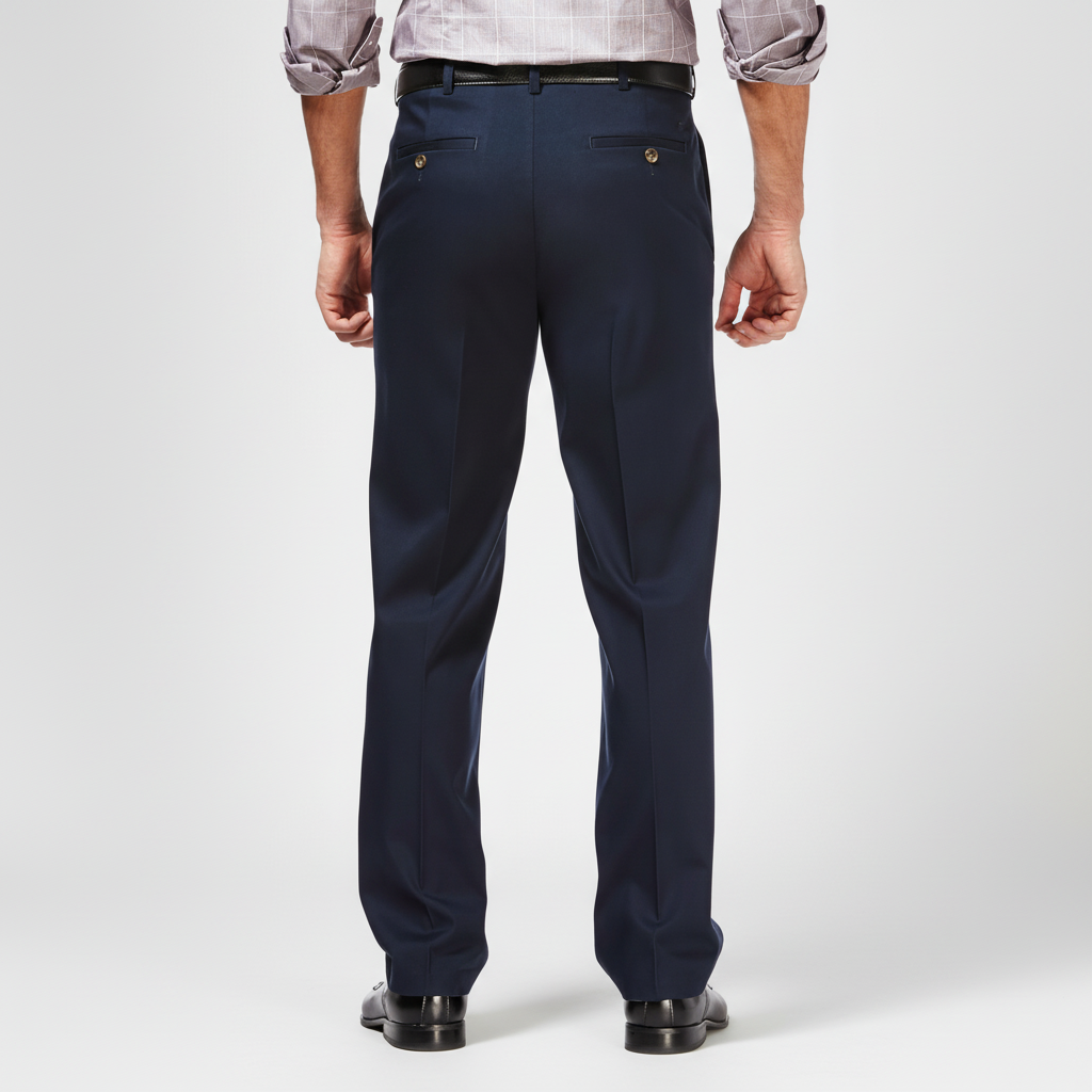 Classic Fit Pleated Pants With No Iron Finish And Clean Look For Men
