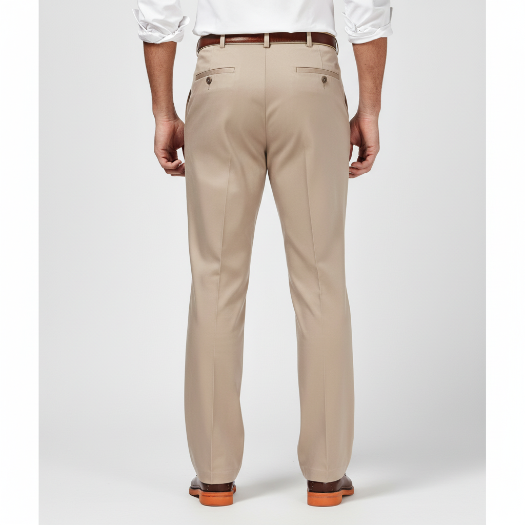 Classic Fit Pleated Pants With No Iron Finish And Clean Look For Men