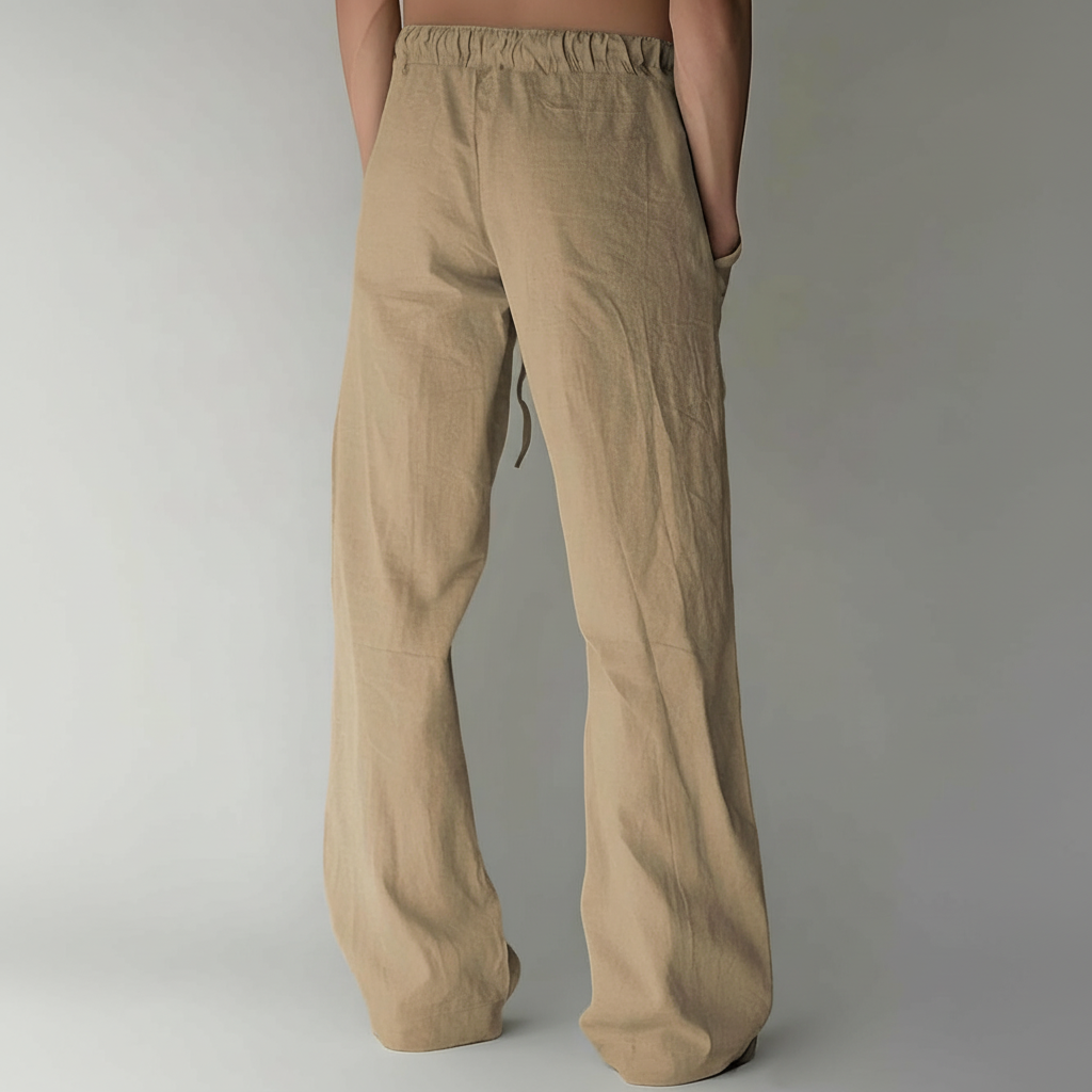 Summer Beach Drawstring Linen Pants for MenSummer Casual Loose Fit Beach Pants With Elastic Drawstring For Men - Image 42