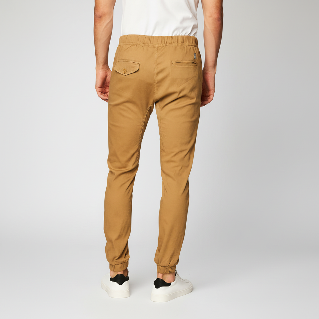 Twill Jogger Pants With Stretch Comfort And Ribbed Hem For Men