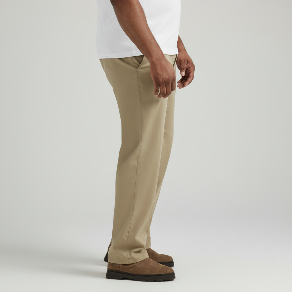 Straight Fit Casual Pants With Flex Comfort And Flat Front Style For Men
