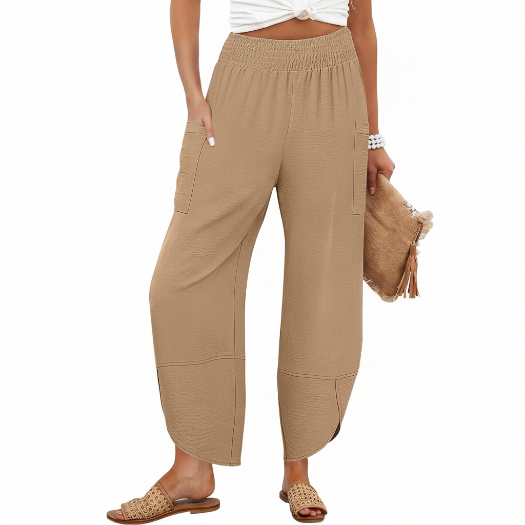 High Rise Capri Loose Fit Pants With Palazzo Style
