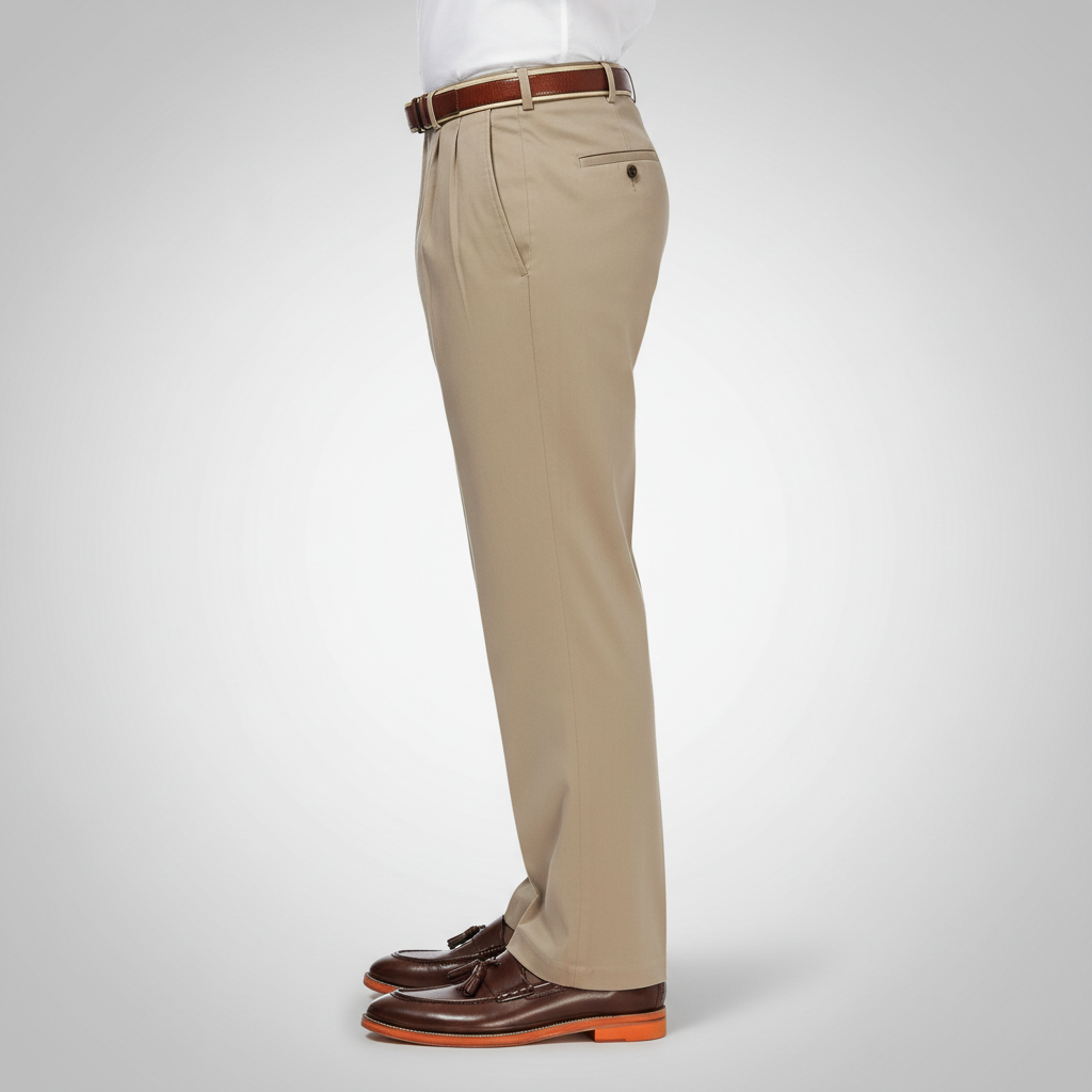 Classic Fit Pleated Pants With No Iron Finish And Clean Look For Men
