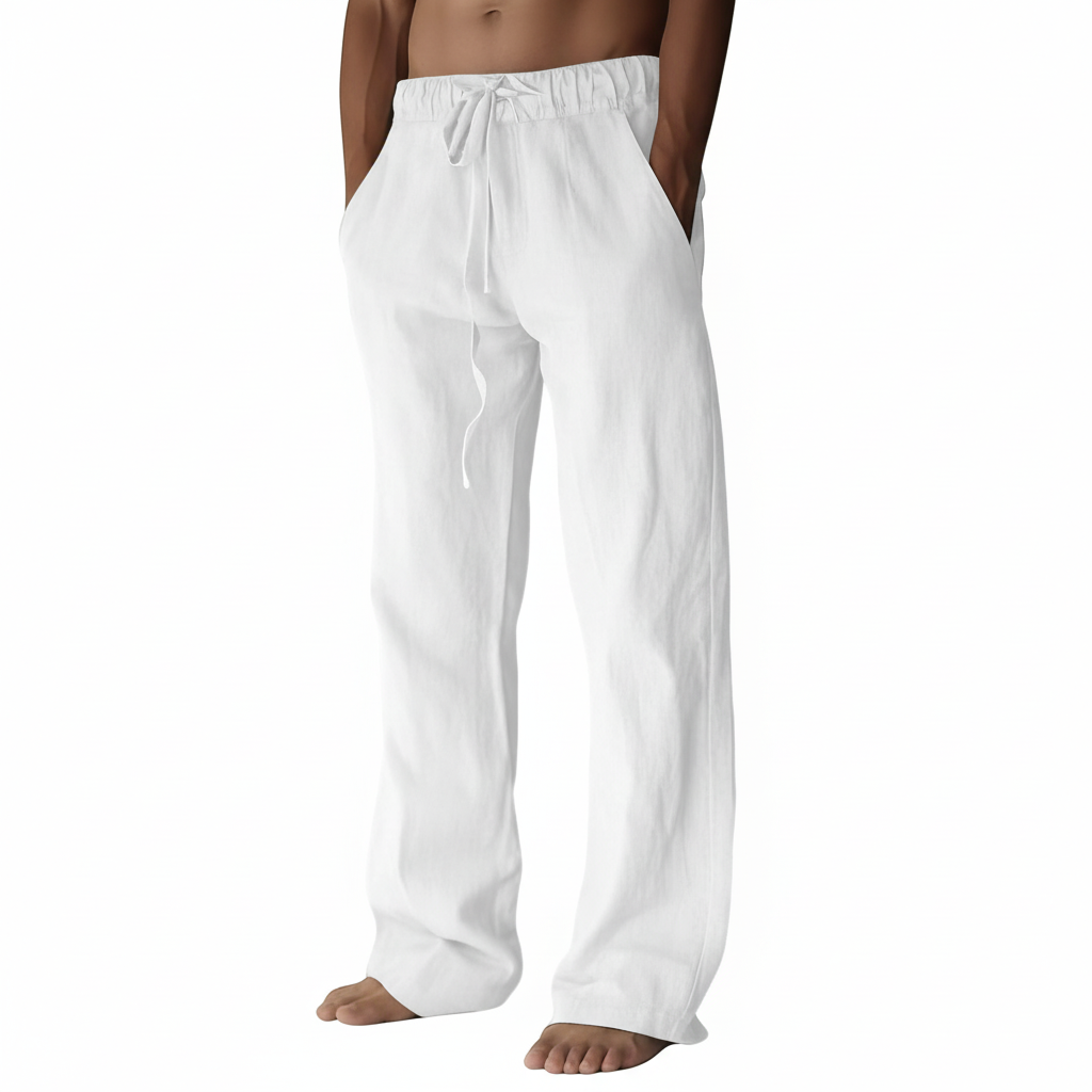 Summer Beach Drawstring Linen Pants for MenSummer Casual Loose Fit Beach Pants With Elastic Drawstring For Men - Image 30