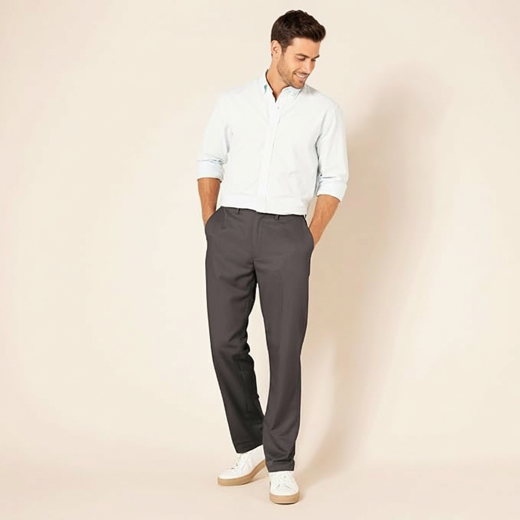 Classic Fit Flat Front Dress Pants for Men