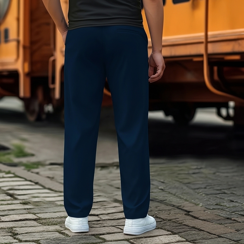Casual Straight Cut Pants With Slight Stretch For Daily Wear