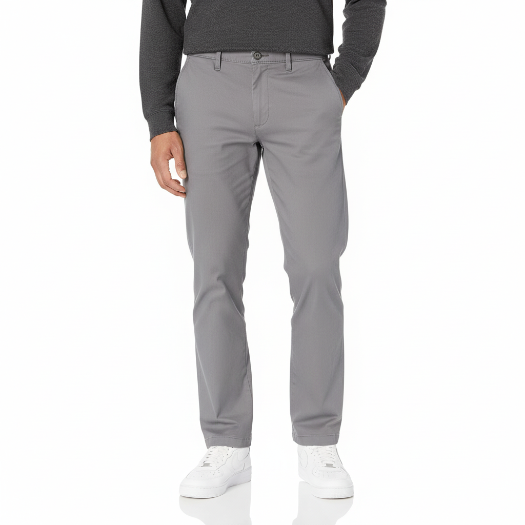 Straight Fit Casual Stretch Chino Pants for Men