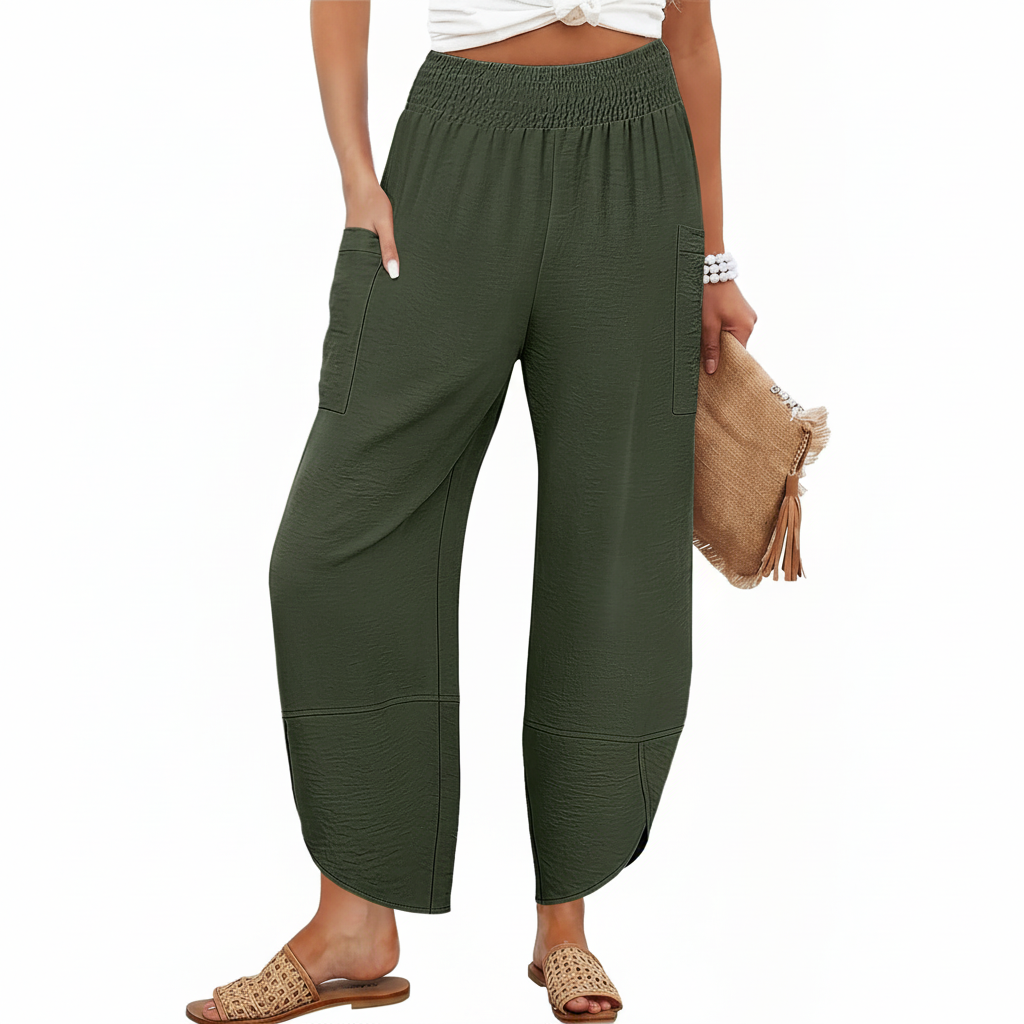 High Rise Capri Loose Fit Pants With Palazzo StyleHigh Waisted Cropped Palazzo Trousers - Image 10