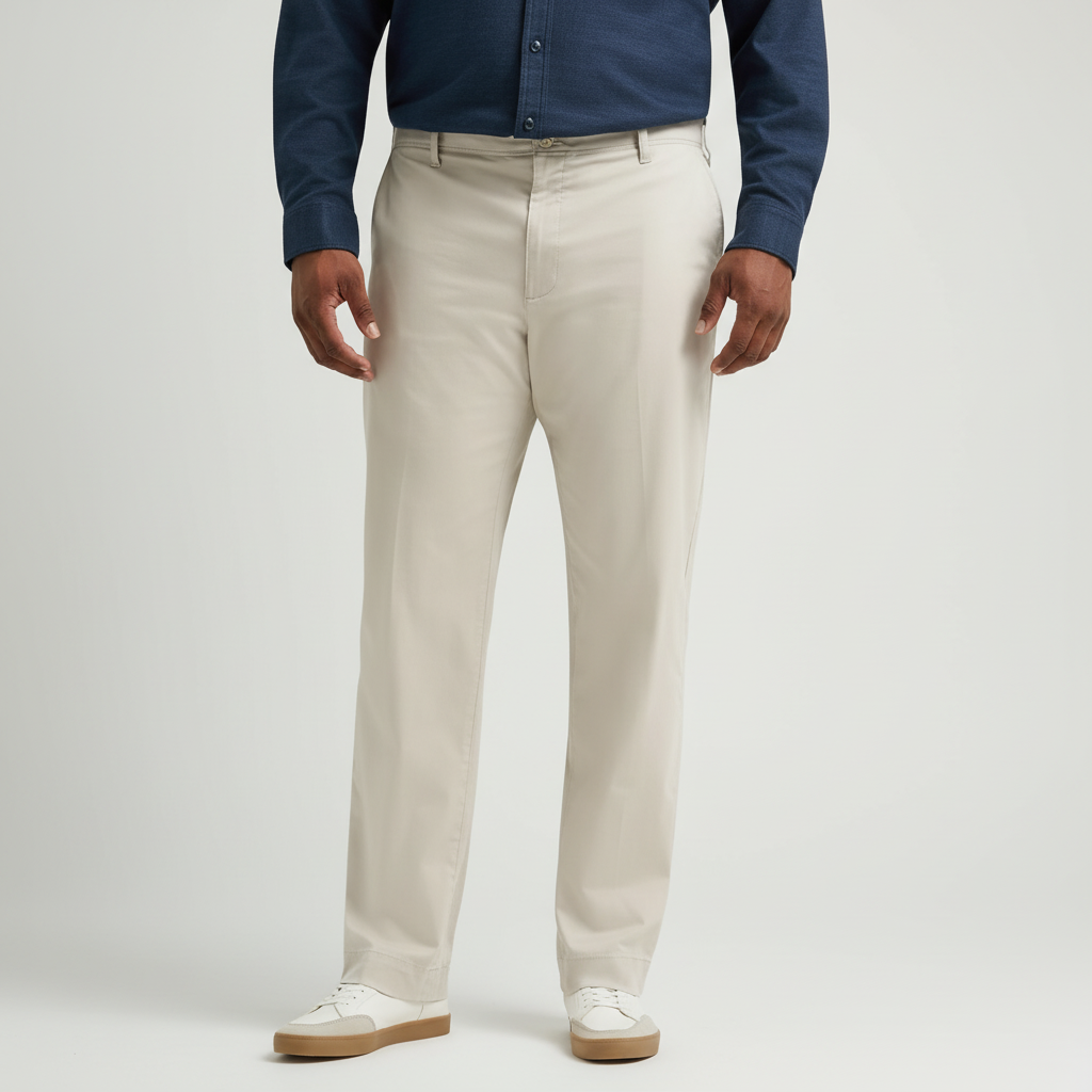 Straight Fit Casual Pants With Flex Comfort And Flat Front Style For Men