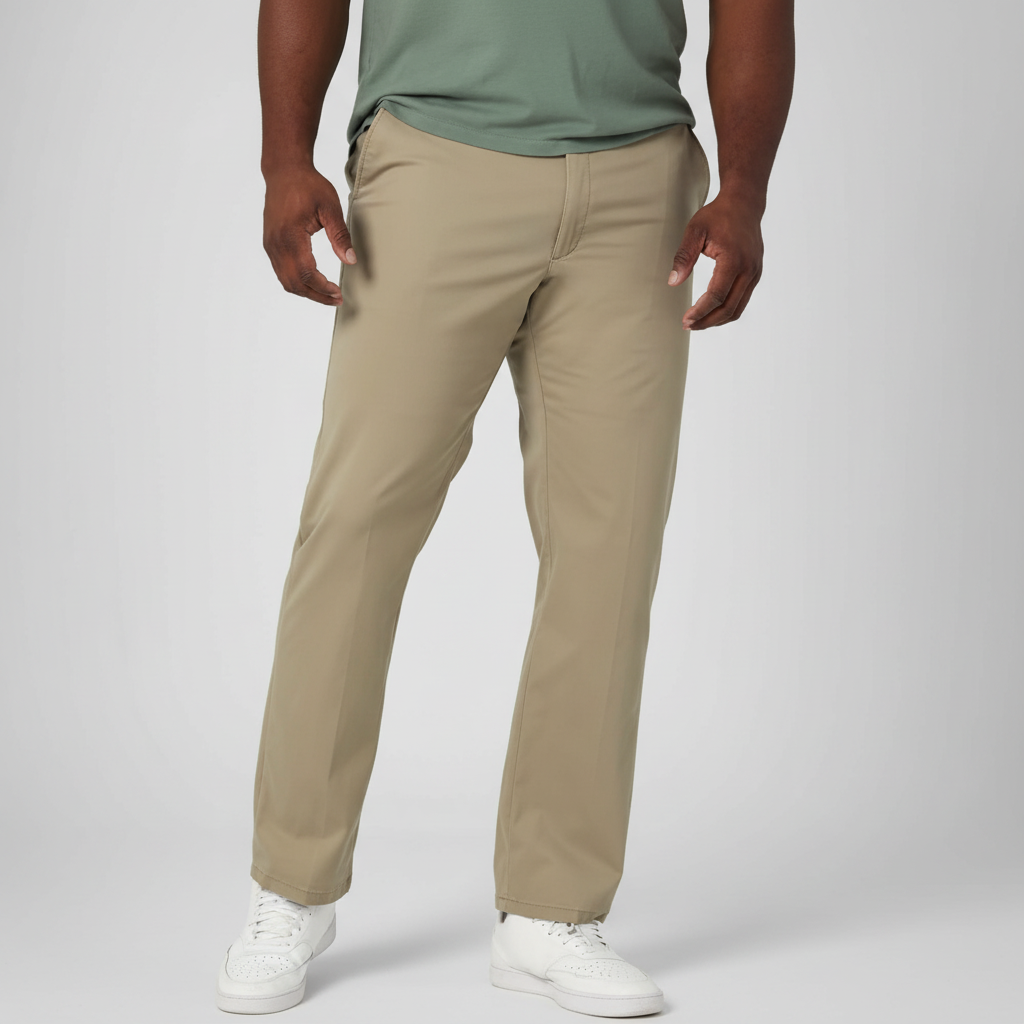 Straight Fit Casual Pants With Flex Comfort And Flat Front Style For Men