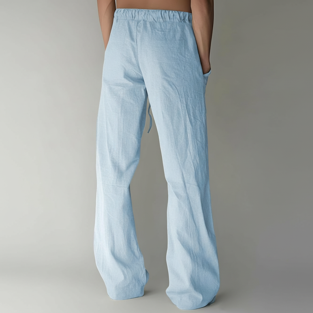 Summer Beach Drawstring Linen Pants for MenSummer Casual Loose Fit Beach Pants With Elastic Drawstring For Men - Image 21