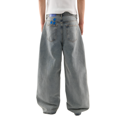 Wide Design Stylish Denim With Star Patch Detail-My Comfy Pant